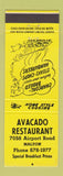 Matchbook Cover - Avacado Restaurant Malton ON
