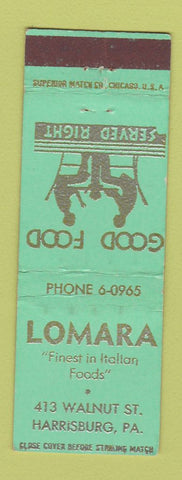 Matchbook Cover - Lomara Italian Restaurant Harrisburg PA WEAR