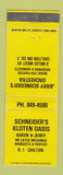 Matchbook Cover - Schneider's Kloten Oasis Restaurant Chilton WI WEAR