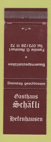 Matchbook Cover - Gasthaus Schafli Hefenhausen Switzerland WEAR