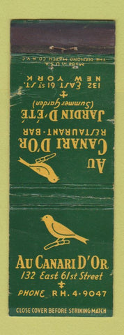 Matchbook Cover - Au Canari D'Or Restaurant New York City WEAR
