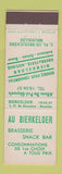 Matchbook Cover - Au Bierkelder Brasserie Snack Bar Brussels Belgium