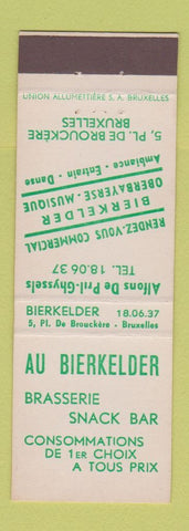 Matchbook Cover - Au Bierkelder Brasserie Snack Bar Brussels Belgium