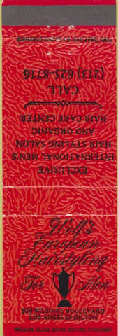 Matchbook Cover - Wolf's European Hairstyling Los Angeles CA