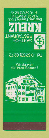Matchbook Cover - Gasthof Restaurant Kreuz Motz Tirol Austria SAMPLE