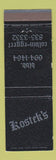 Matchbook Cover - Kostek's Restaurant? Tonawanda NY