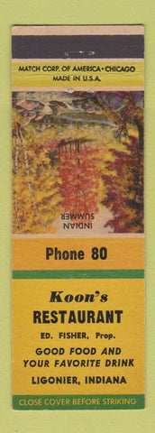 Matchbook Cover - Koon's Restaurant Ligonier IN