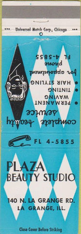Matchbook Cover - Plaza Beauty Studio La Grange IL