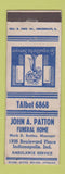 Matchbook Cover - John Patton Funeral Home Indianapolis IN