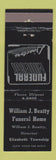 Matchbook Cover - William Beatty Funeral Home BLACK