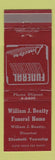 Matchbook Cover - William Beatty Funeral Home RED