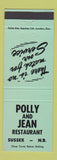 Matchbook Cover - Polly and Jean Restaurant Sussex NB