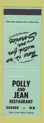 Matchbook Cover - Polly and Jean Restaurant Sussex NB