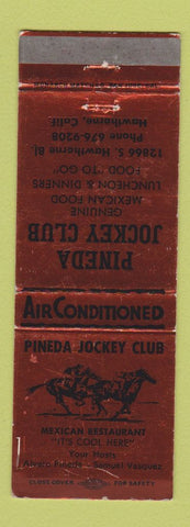 Matchbook Cover - Pineda Jockey Club Hawthorne CA Mexican Food WEAR