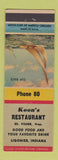 Matchbook Cover - Koon's Restaurant Ligonier IN