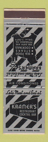 Matchbook Cover - Kramer's Restaurant Pittsburgh PA