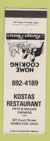 Matchbook Cover - Kostas Restaurant Hamilton OH