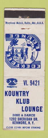 Matchbook Cover - Kountry Klub Lounge Kenmore NY WEAR
