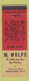 Matchbook Cover - M Wolfe Keys Locksmith? Schenectady NY