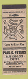 Matchbook Cover - Paul O Peters Locksmith Cheyenne WY