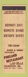 Matchbook Cover - Pineland Restaurant Falmouth ME