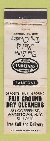 Matchbook Cover - Fair Ground Dry Cleaners Watertown NY WORN