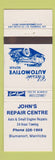 Matchbook Cover - John's Repair Center auto Blumenort MB