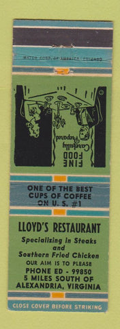 Matchbook Cover - Lloyd's Restaurant Alexandria VA