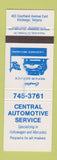 Matchbook Cover - Central Automotive Service Kitchener ON WEAR