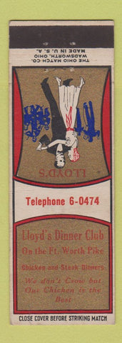 Matchbook Cover - Lloyd's Dinner Club Fort Worth TX