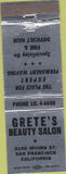 Matchbook Cover - Grete's Beauty Salon San Francisco CA