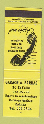 Matchbook Cover - Garage A Barras Cap Rouge QC WEAR