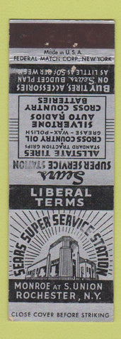 Matchbook Cover - Sears Super Service Station Tires Rochester NY