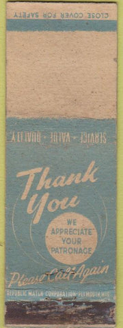 Matchbook Cover - Thank You  no town