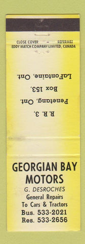Matchbook Cover - Georgian Bay Motors auto repair LaFontaine ON WEAR