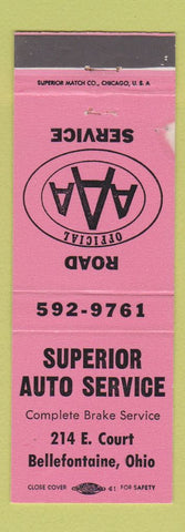 Matchbook Cover - Superior Auto Service AAA Bellefontaine OH WEAR