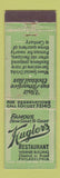 Matchbook Cover - Kugler's Restaurant Philadelphia PA