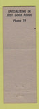 Matchbook Cover - Krueger Restaurant Victoria TX