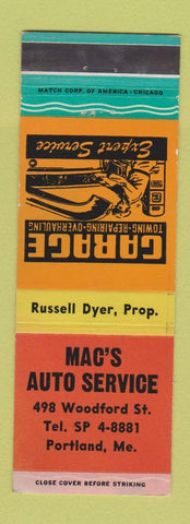 Matchbook Cover - Mac's Auto Service repair Portland ME
