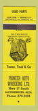 Matchbook Cover - Pioneer Auto Wrecking Lloydminster AB outhouse YELLOW