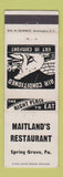 Matchbook Cover - Maitland's Restaurant Spring Grove PA Polar Bear
