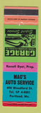 Matchbook Cover - Mac's Auto Service repair Portland ME