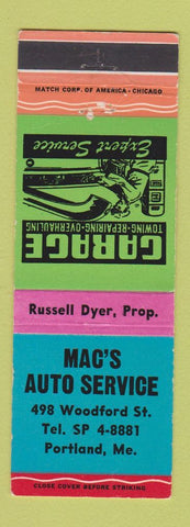 Matchbook Cover - Mac's Auto Service repair Portland ME