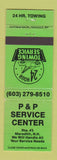 Matchbook Cover - P&P Service Center Meredith NH auto repair GREEN