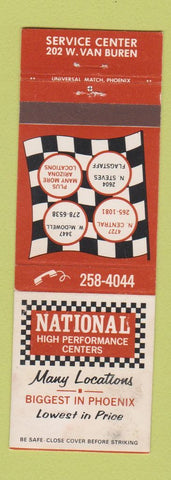 Matchbook Cover - National High Performance Centers Auto Repair Phoenix AZ WEAR