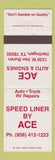 Matchbook Cover - Speed Liner by Ace Auto Repair Harlingen TX WEAR