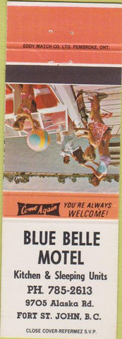 Matchbook Cover - Blue Belle Motel Fort St John BC Canada