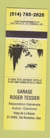 Matchbook Cover - Garage Roger Tessier Auto Repair Richelieu QC YELLOW