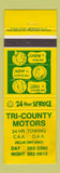 Matchbook Cover - Tri County Motors Delhi ON