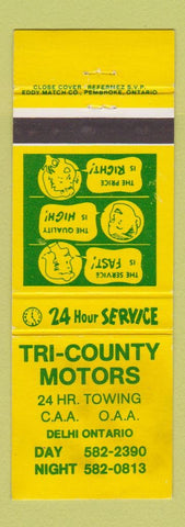 Matchbook Cover - Tri County Motors Delhi ON